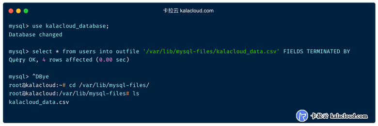 使用 into outfile 导出数据