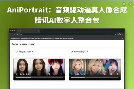 AniPortrait：音频驱动逼真人像合成，腾讯AI数字人整合包